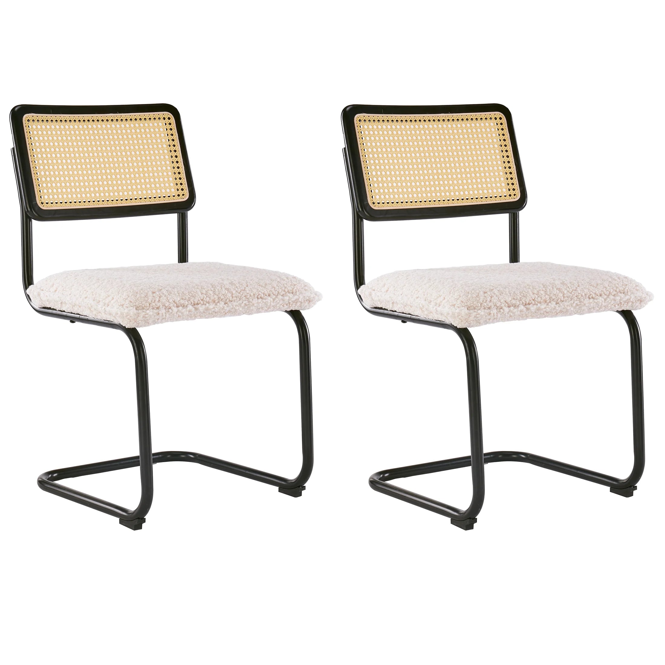 Faux Leather Rattan Dining Chairs Set of 2 with Metal Legs O570986