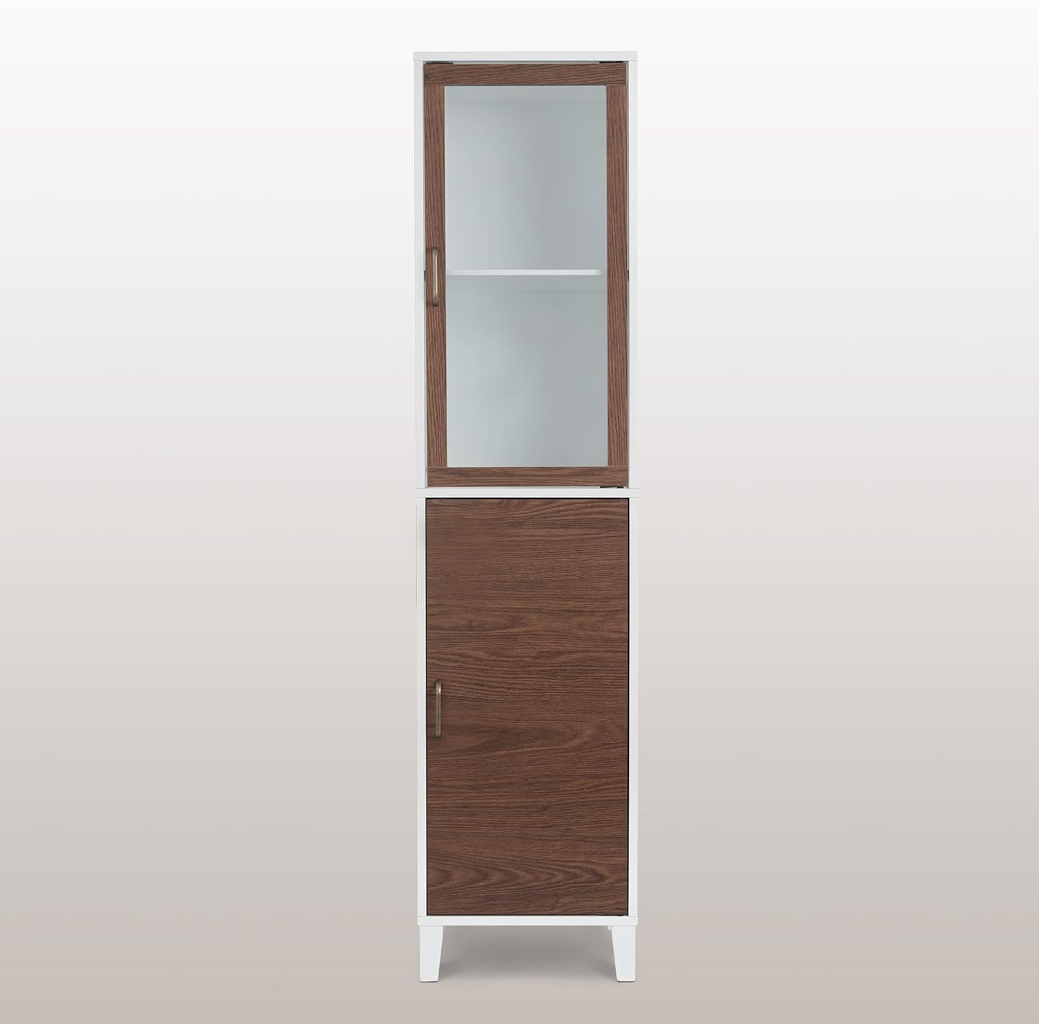 White Natural Wood Bathroom Linen Cabinet S94178