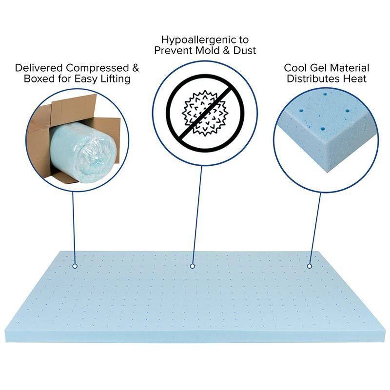 Queen 3 inch Cool Gel Memory Foam Mattress Topper R7315