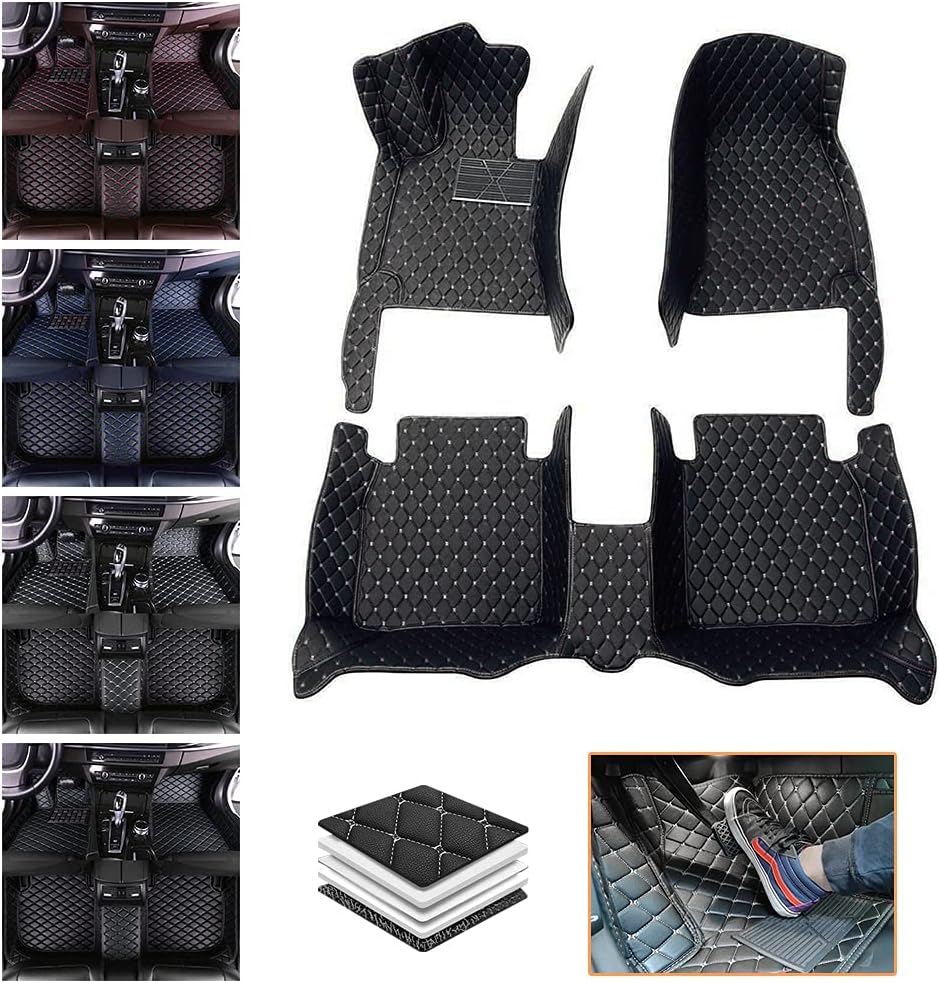 Red Waterproof Non-Slip Full Coverage Car Floor Mats H39384