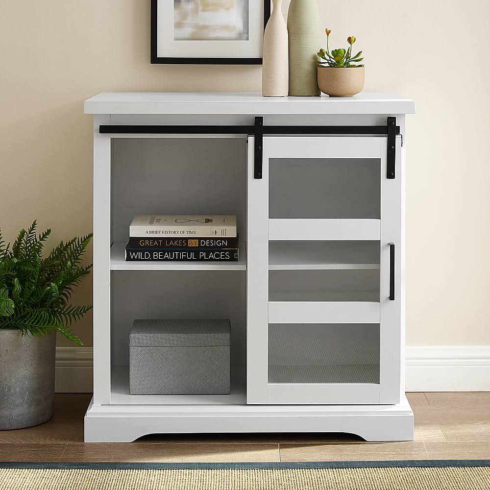 White Sliding Glass Door Buffet Cabinet W546851