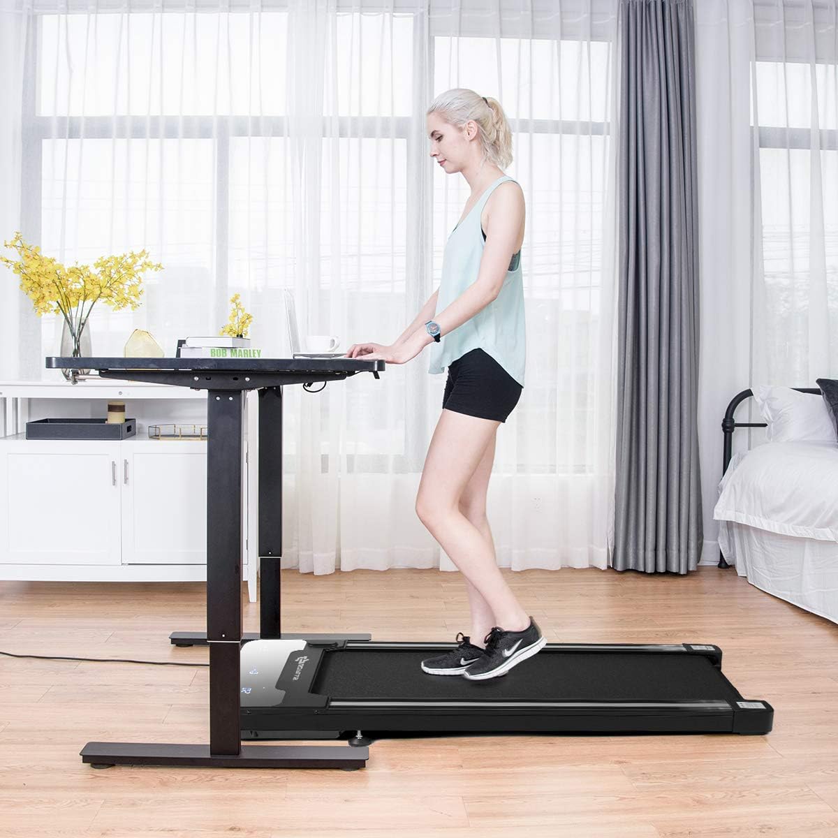 Under Desk Treadmill Walking Pad with LED Display and Wireless Remote Control J526115