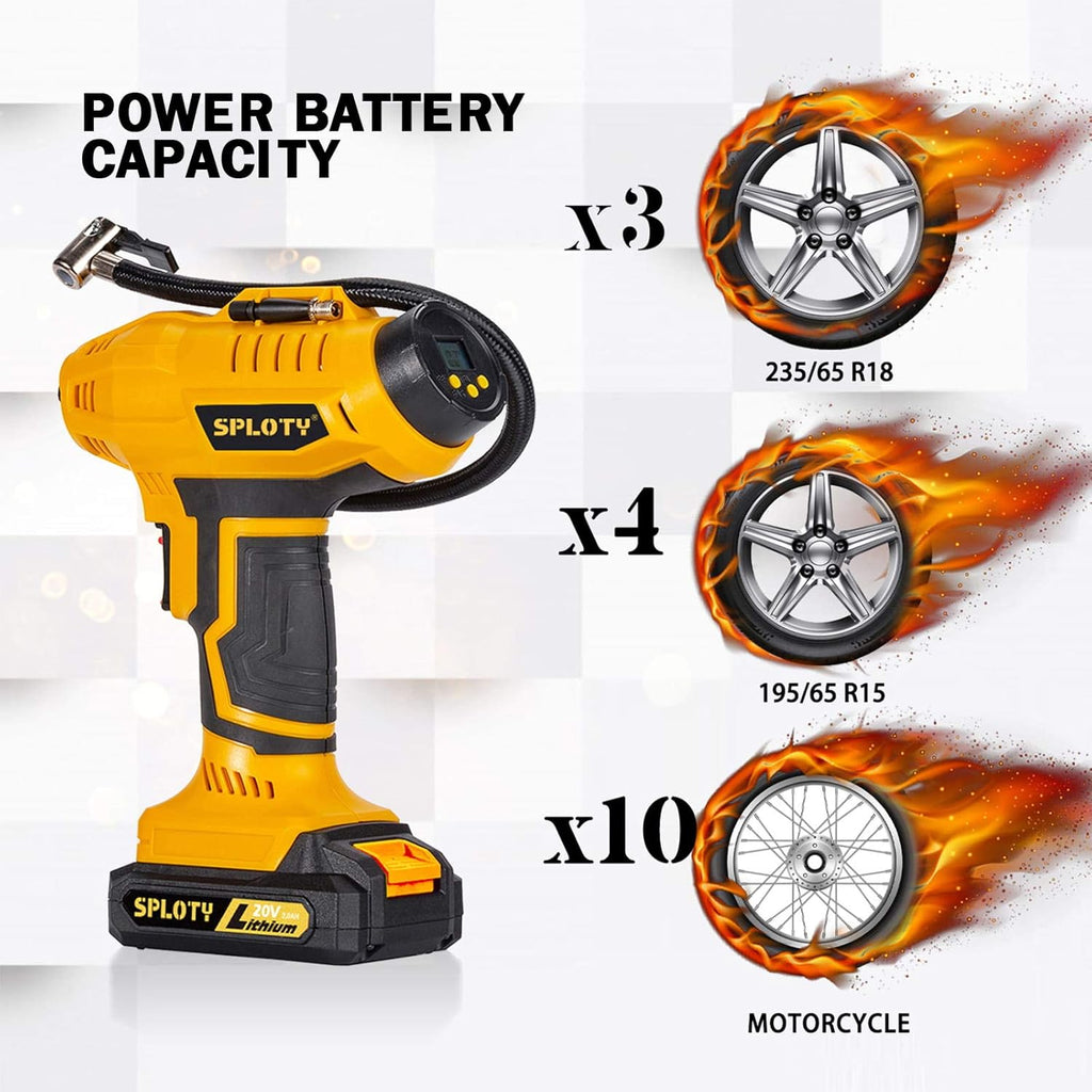 Cordless Tire Inflator Portable Air Compressor 20V Rechargeable Air Pump 160PSI U82952