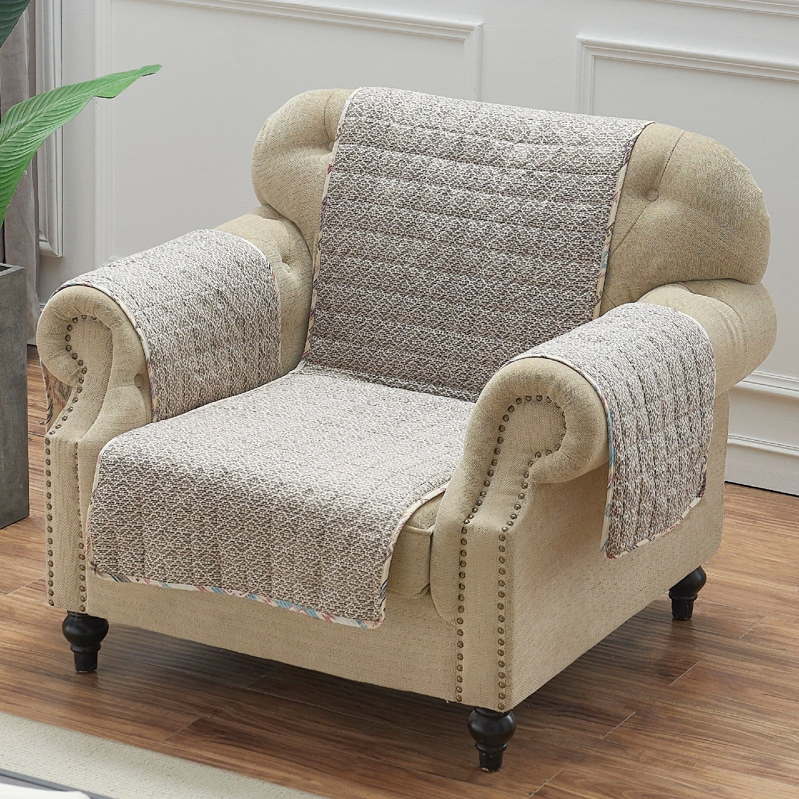 Tan Reversible Armchair Protector M374