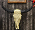Tooled Bison Bull Cow Skull Wall Decor Plaque I2690