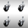 3.5 Inch Soft Rubber Wheel Swivel Threaded Stem Caster Set W934467