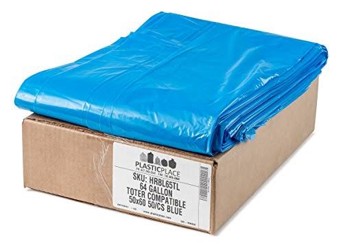64-65 Gallon Blue Heavy Duty Recycling Trash Bags F94285