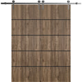 Double Barn Door 36 x 84 inches with Frosted Glass Stainless Steel Rail Hangers W39918