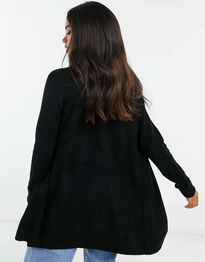 Longline Cardigan in Black K19115