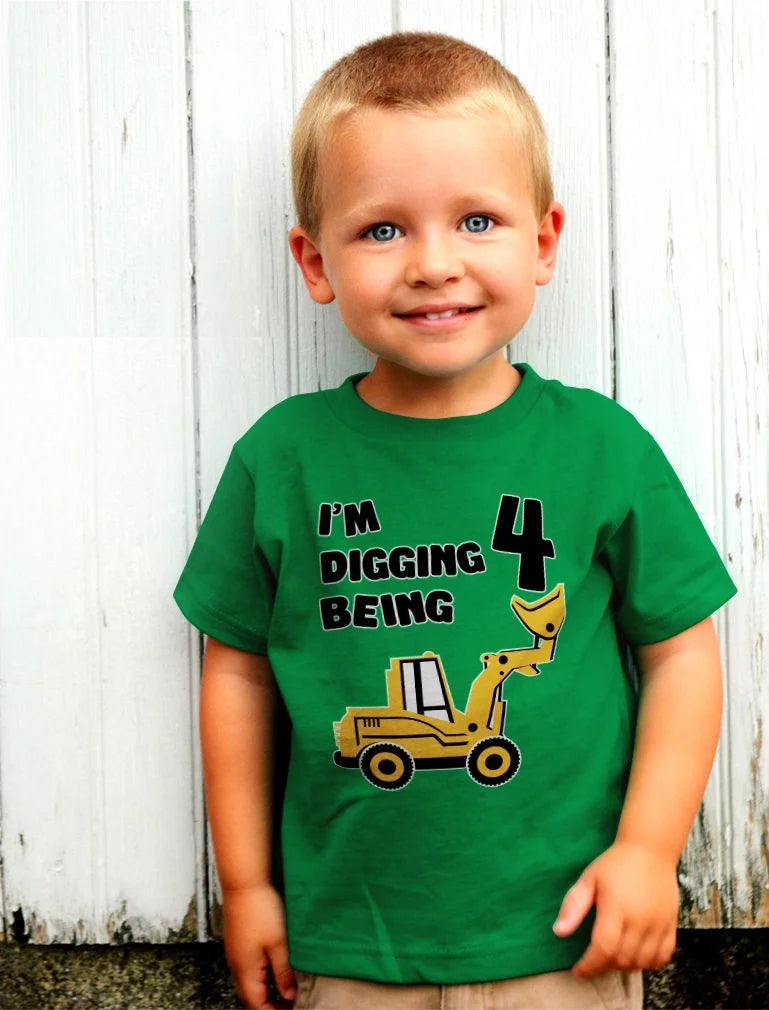 4th Birthday Bulldozer Tractor Graphic T-shirt L523957