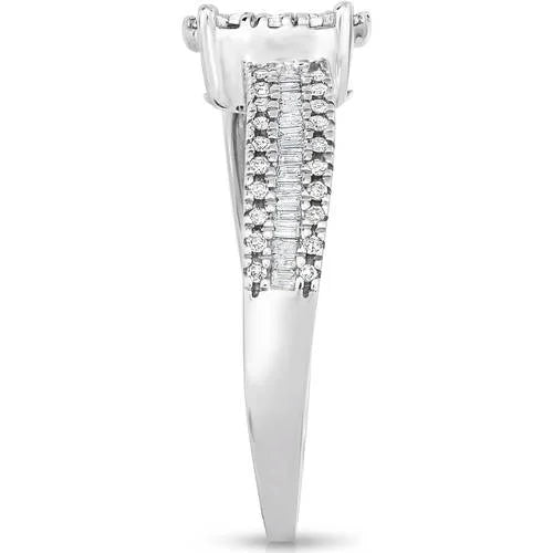 Silver Engagement Ring with Single-Cut Diamonds X4209