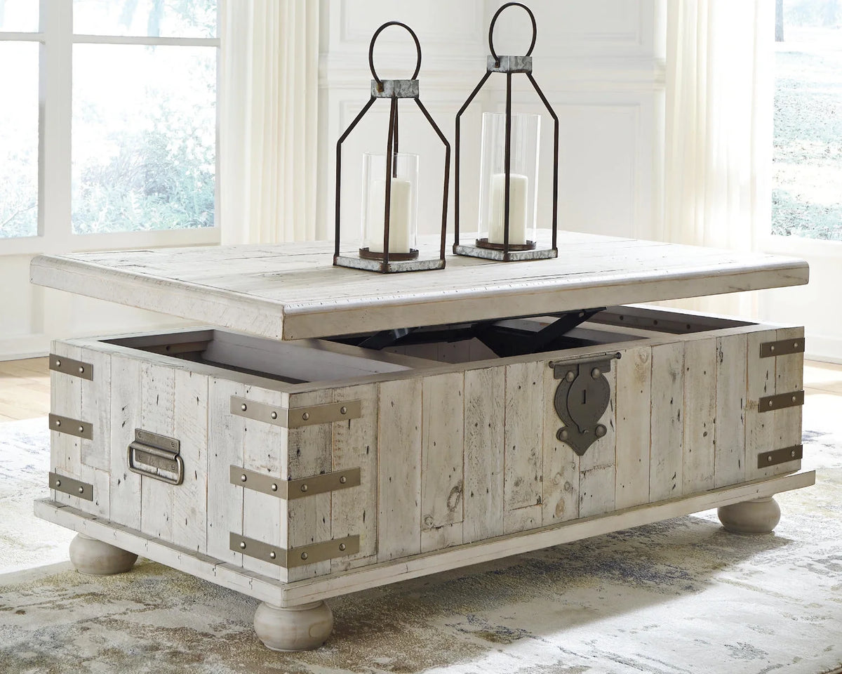 White Wash Gray Coffee Table with Lift Top S42171
