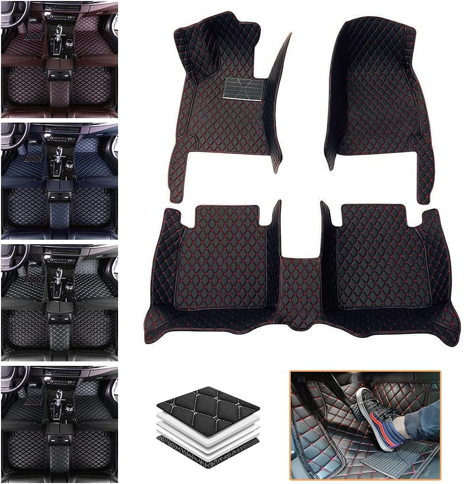 Red Waterproof Non-Slip Full Coverage Car Floor Mats H39384
