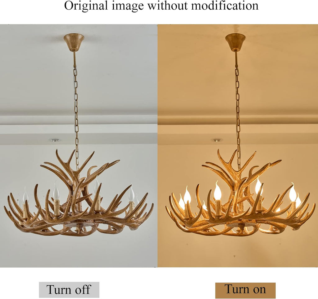 Antique Resin Deer Horn Chandelier 9 Lights M607535