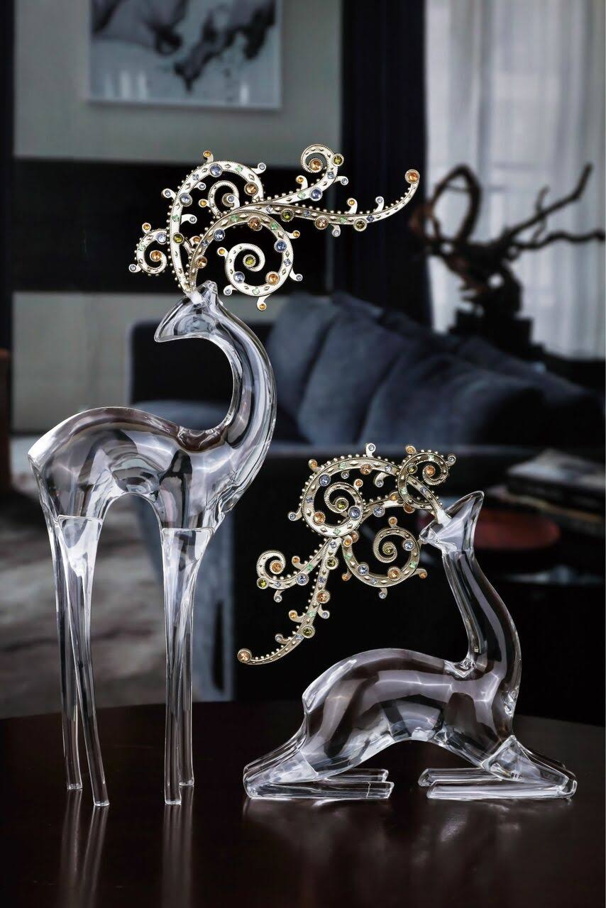 Clear Gold Jeweled Antler Deer Tabletop Decor H958893