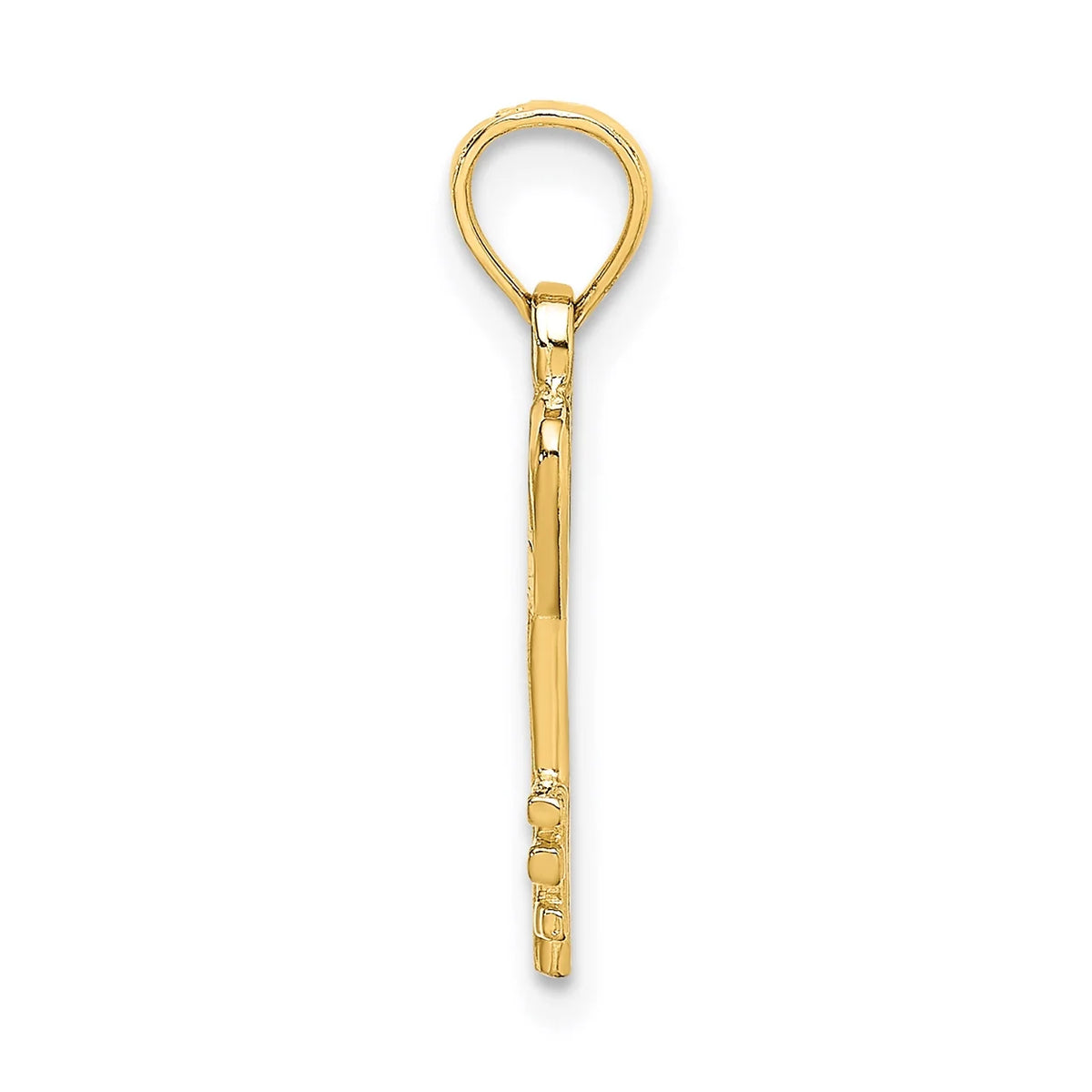 14K Yellow Gold Key With Heart Pendant Charm with Rope Chain Necklace 16'' S348