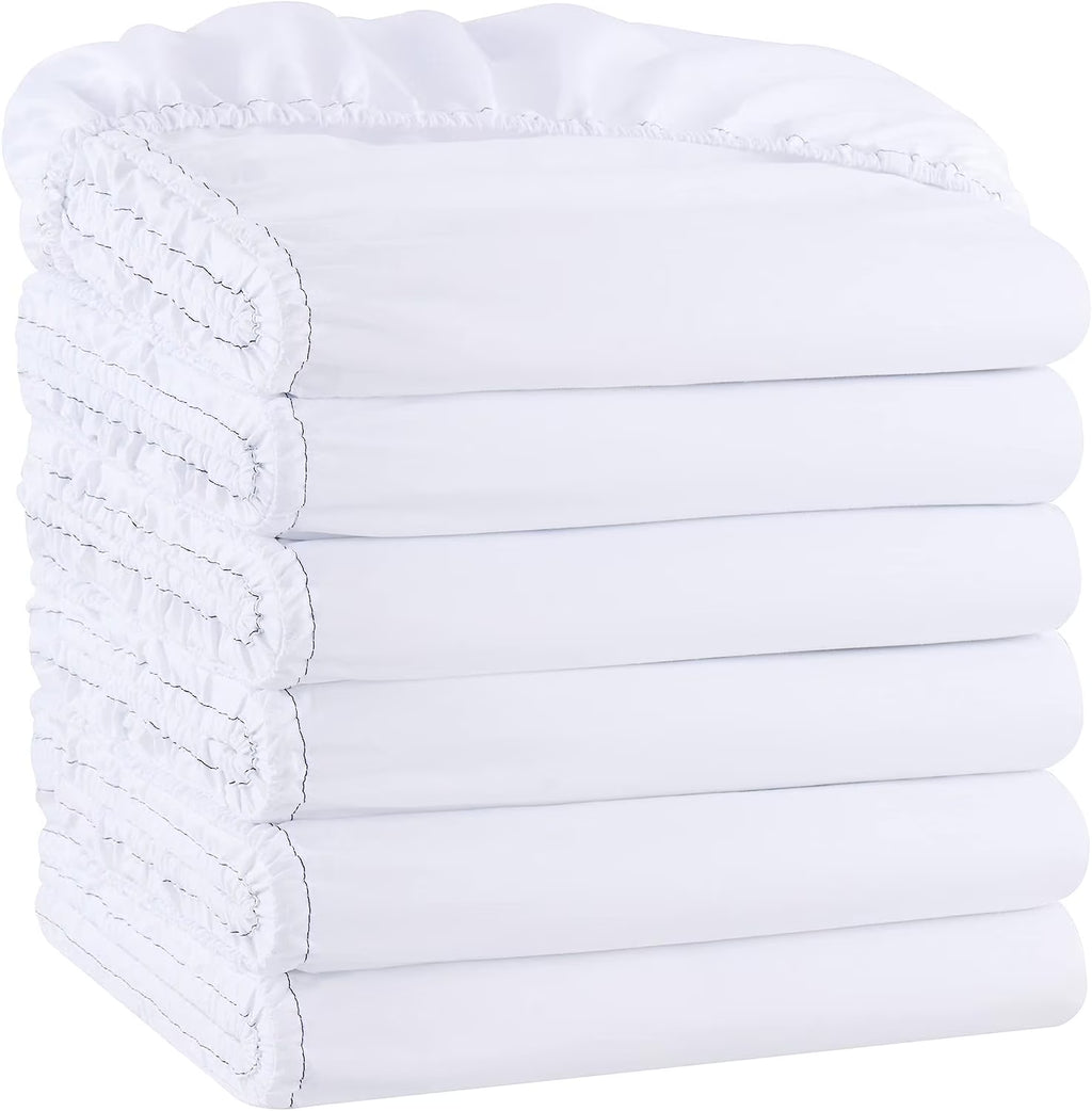 White Pack of 6 Deep Pocket Brushed Microfiber Fitted Sheets Q8226