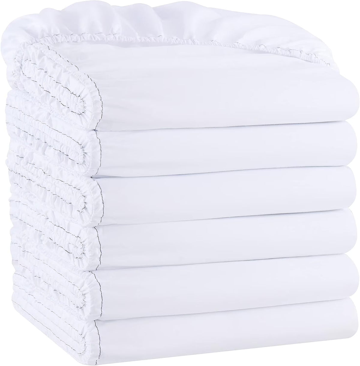 White Pack of 6 Deep Pocket Brushed Microfiber Fitted Sheets Q8226