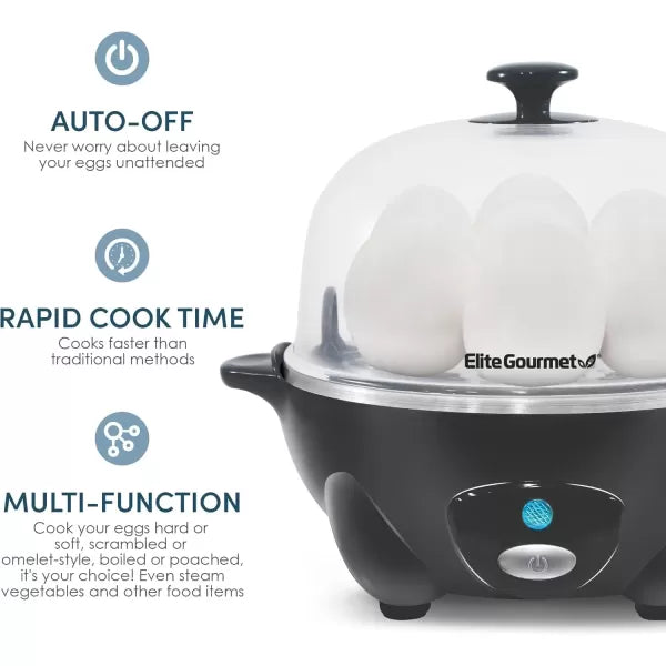 7 Egg Capacity Electric Egg Cooker with Auto Shut-Off T115