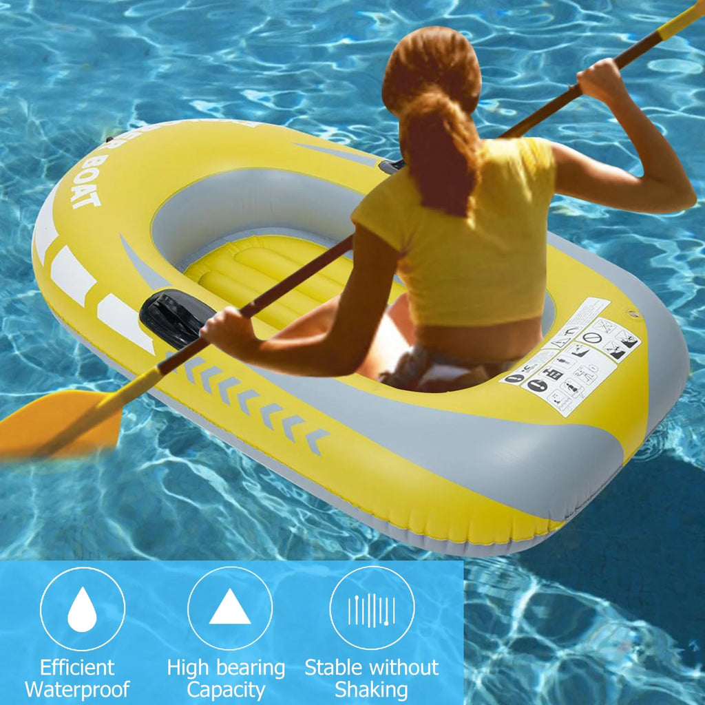 Yellow PVC Inflatable One Person Rowing Air Boat J7008