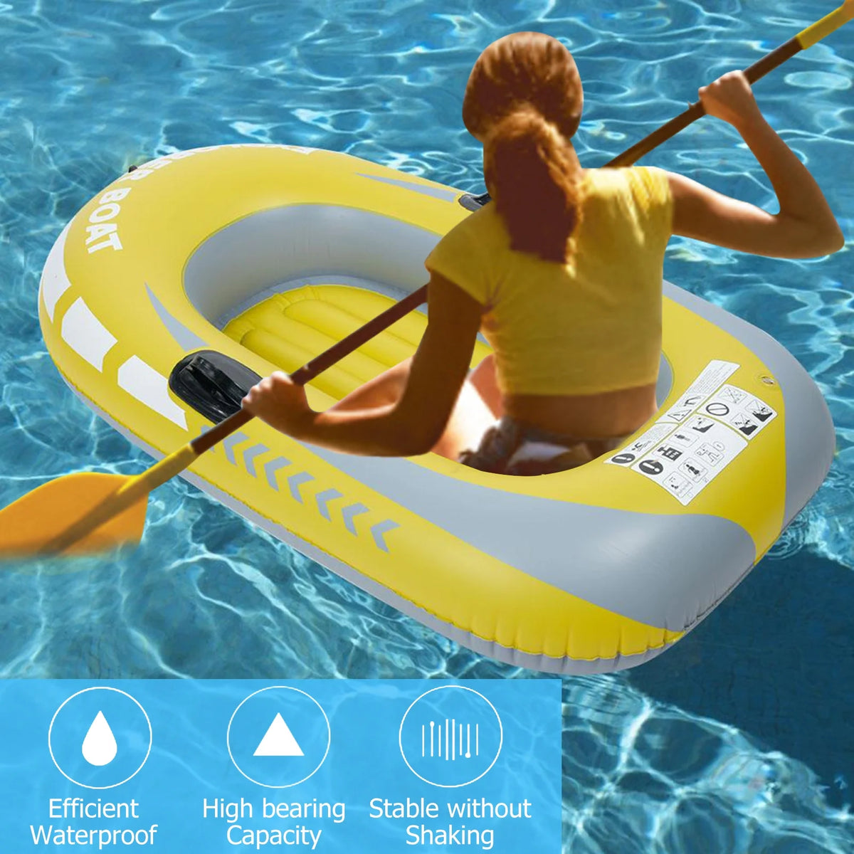 Yellow PVC Inflatable One Person Rowing Air Boat J7008