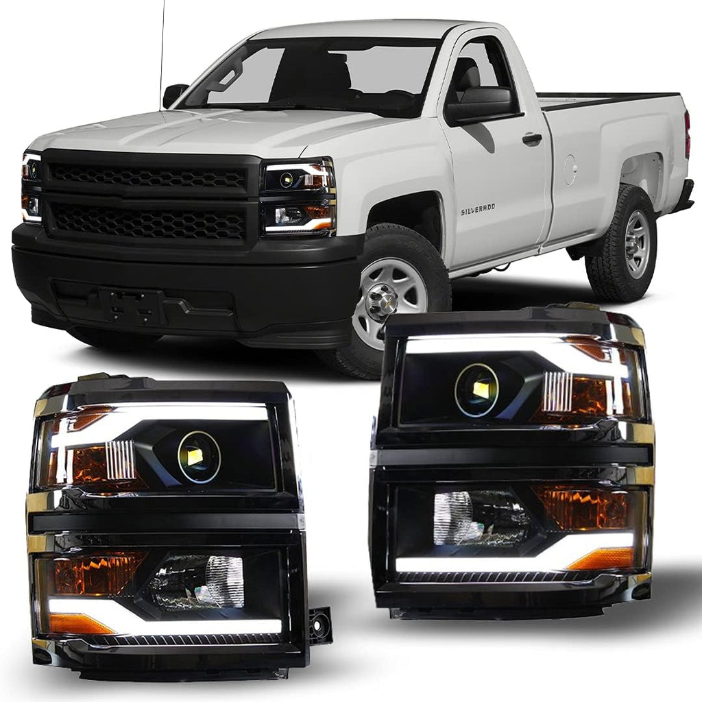 Black LED DRL Bar Projector Headlights S353
