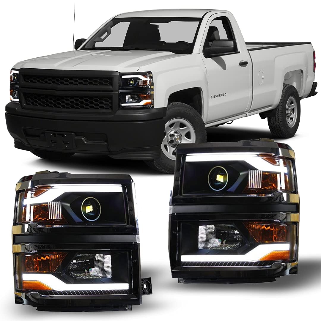 Black LED DRL Bar Projector Headlights S353
