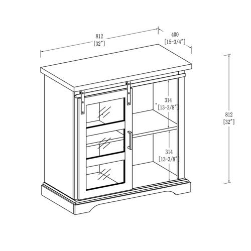 White Sliding Glass Door Buffet Cabinet W546851