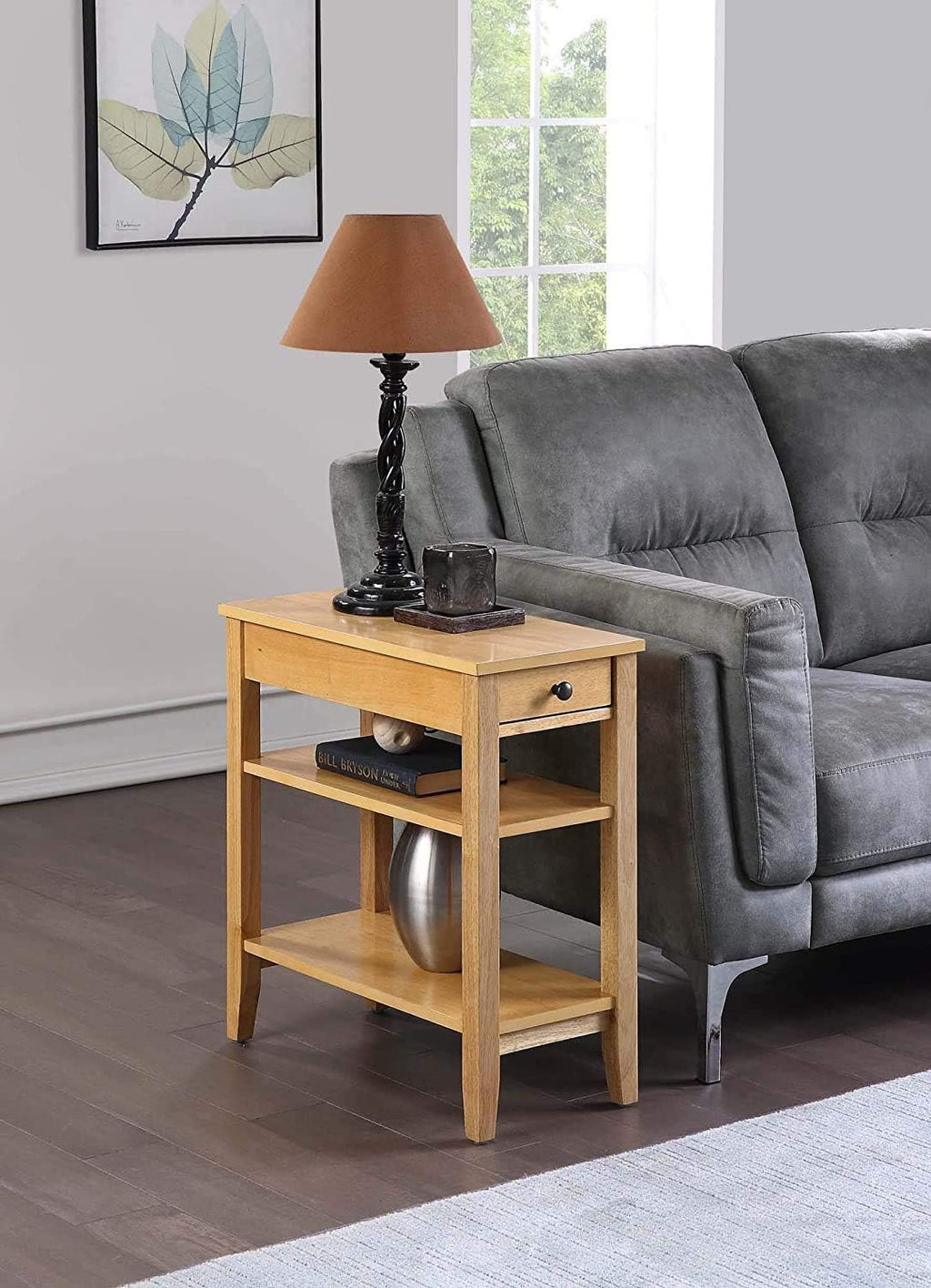 Natural Three Tier End Table With Drawer B391008