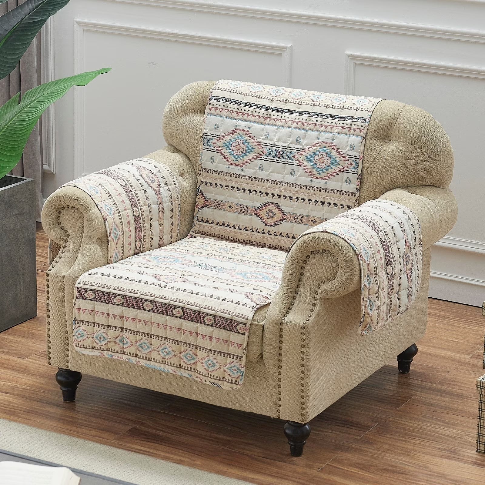 Tan Reversible Armchair Protector M374