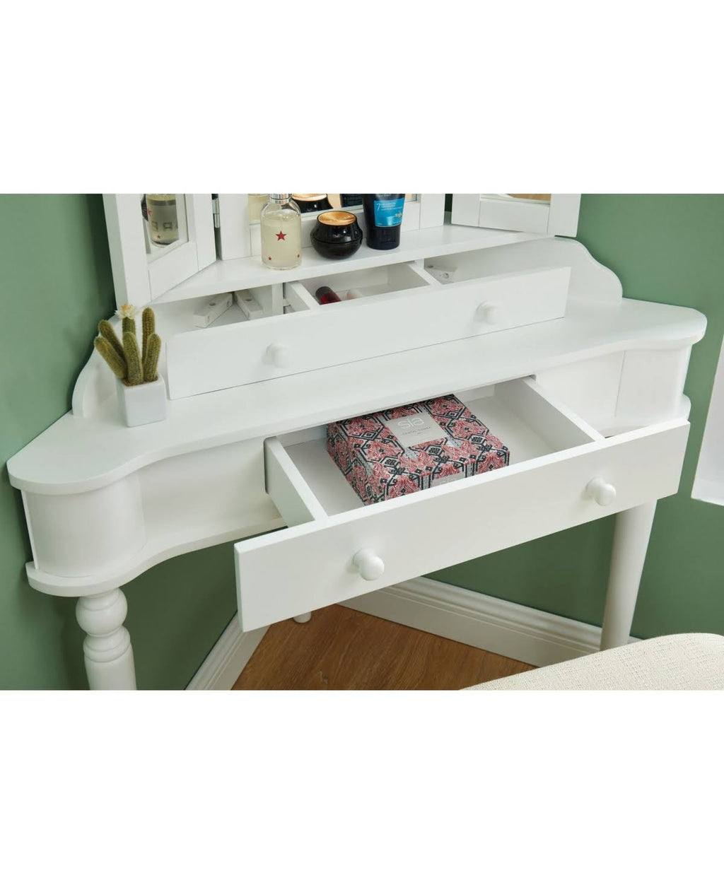 White Two-Drawer Vanity Set V456