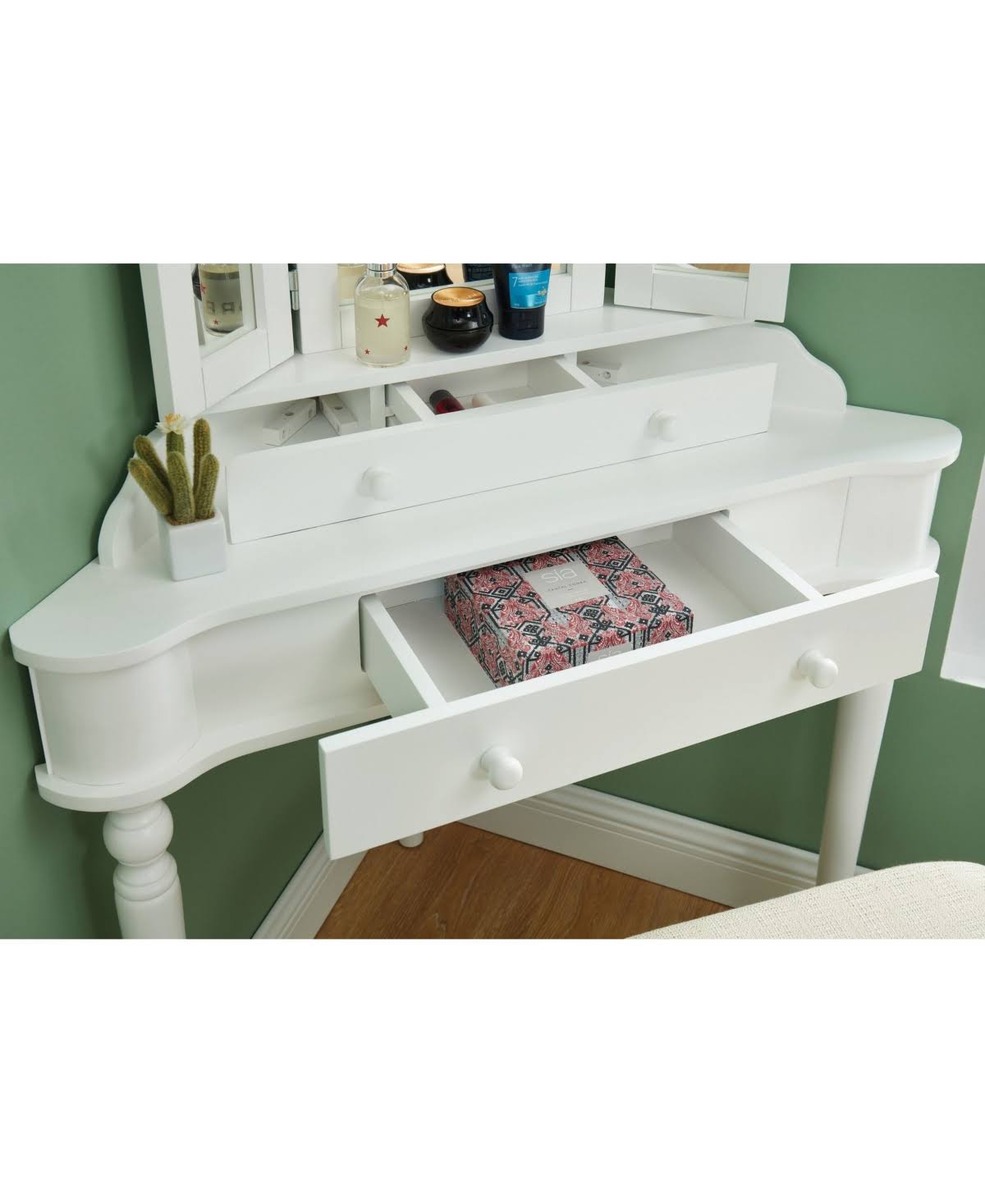 White Two-Drawer Vanity Set V456