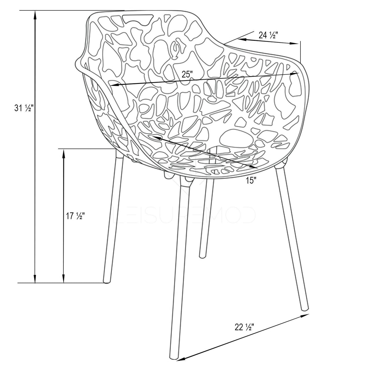 Black Aluminum Dining Chair (Set of 4) Y819