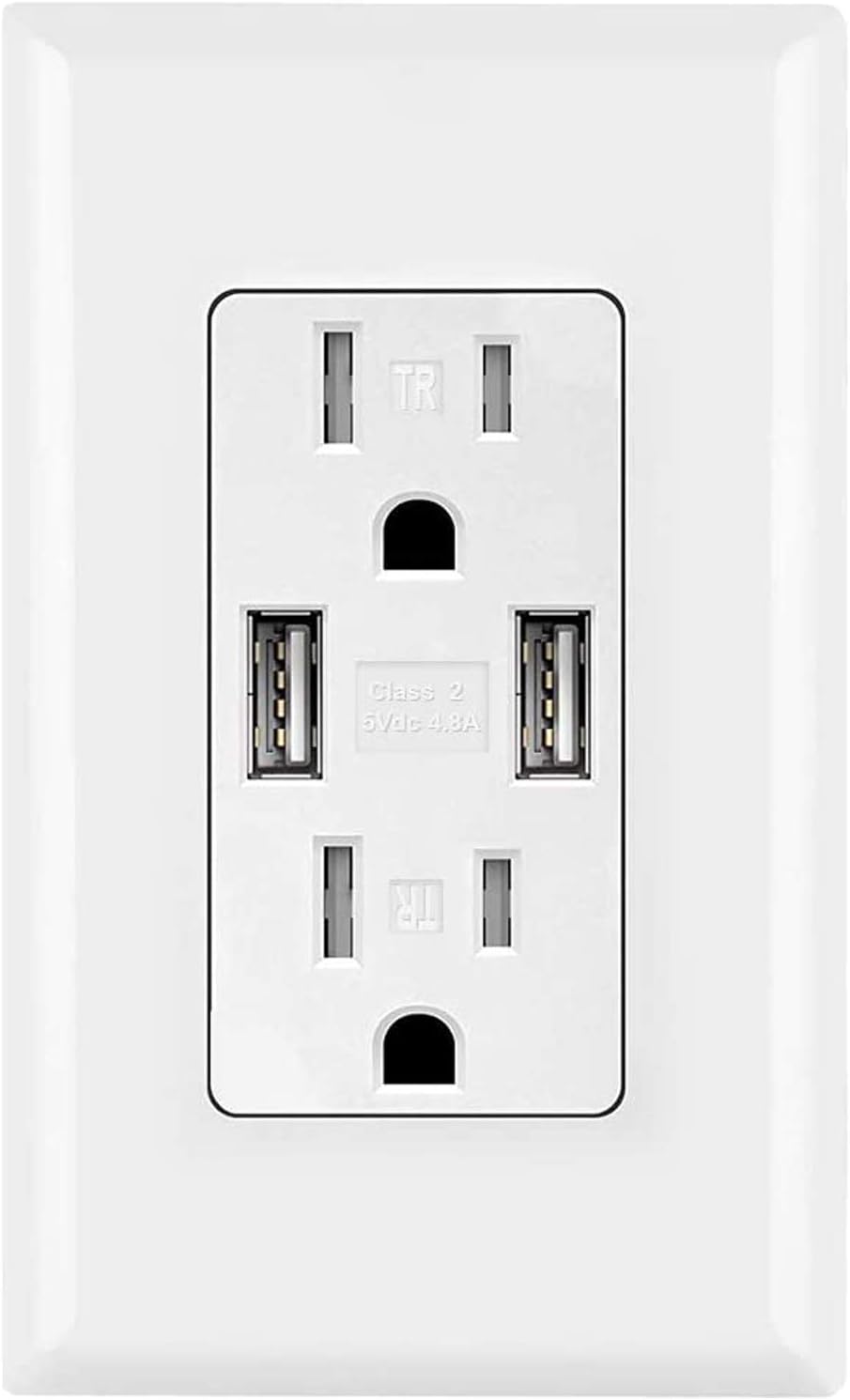 White 15 Amp Tamper Resistant Duplex Receptacle USB Wall Outlet, Pack of 2 T266