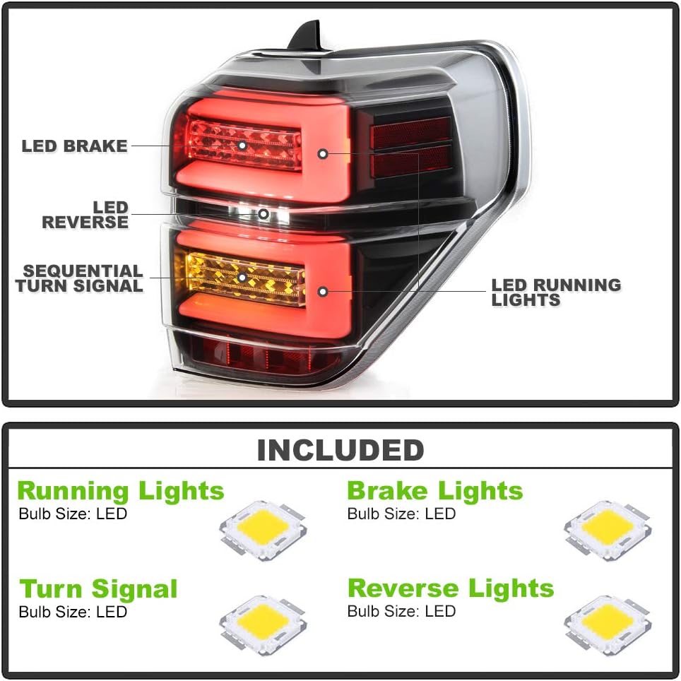Black Housing Full LED Tube Tail Lights Z870