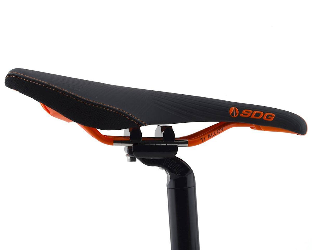 Black/Orange Ti-Alloy Rails Duster Saddle V15973