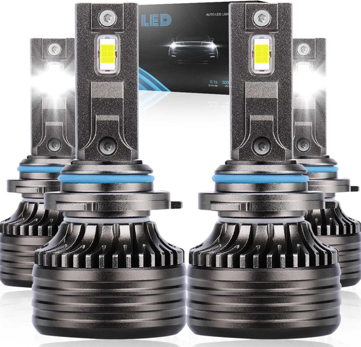 9005 High Beam + 9006 Low Beam LED Headlight Bulbs, 6000K Cool White, Pack of 4 X91582