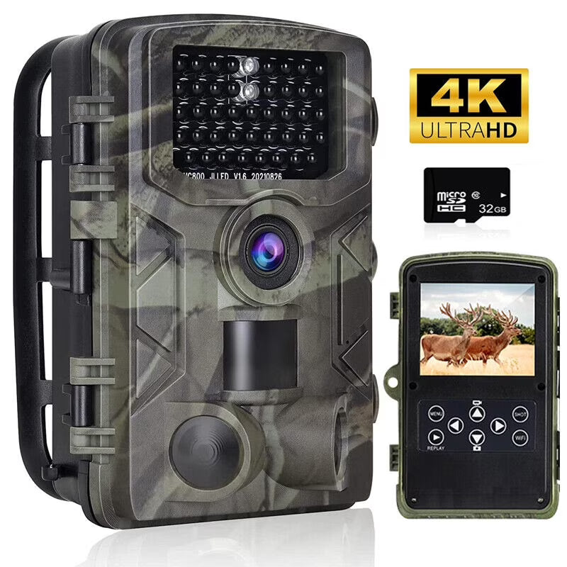 48MP 4K Trail Camera with 32GB SD Card Night Vision IP65 Waterproof F338335
