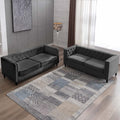 Velvet Futon Sofa Bed Couch Set, Tufted Button Upholstered Sleeper Sofa, Wood Legs, Dark Grey S833223