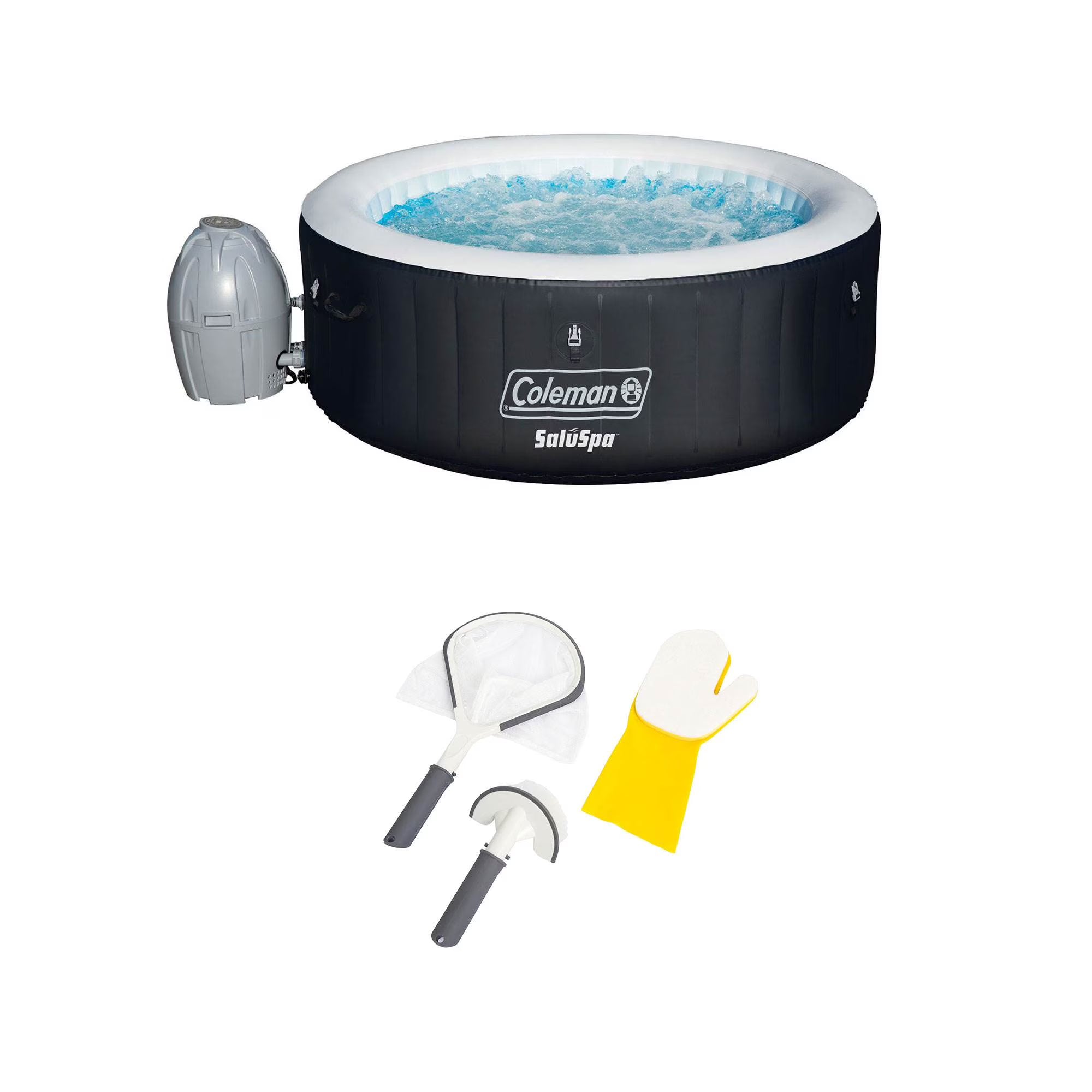 4 Person Inflatable Hot Tub with 3 Piece Cleaning Tool Set S353520