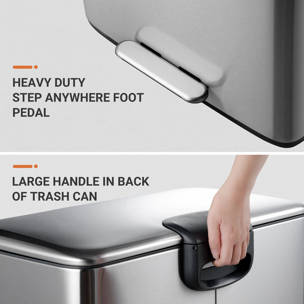 9.5 Gallon Dual Compartment Step-On Kitchen Trash Can U5544
