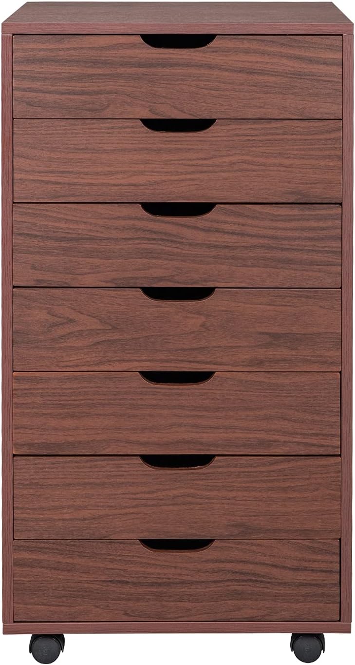 White 6 Drawer Wooden Chest of Drawers with Wheels R350937