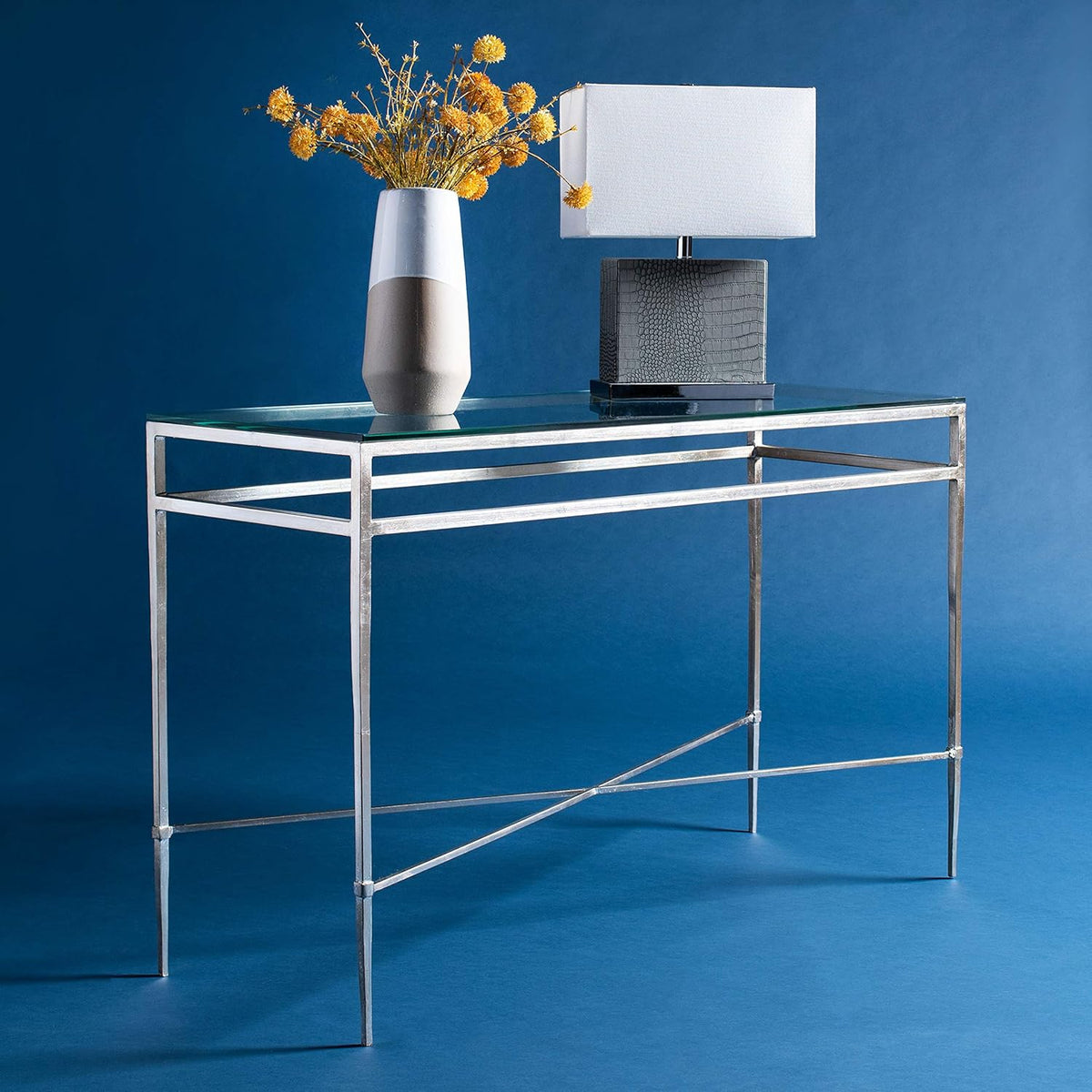 Antique Gold Glass Console Table C8790