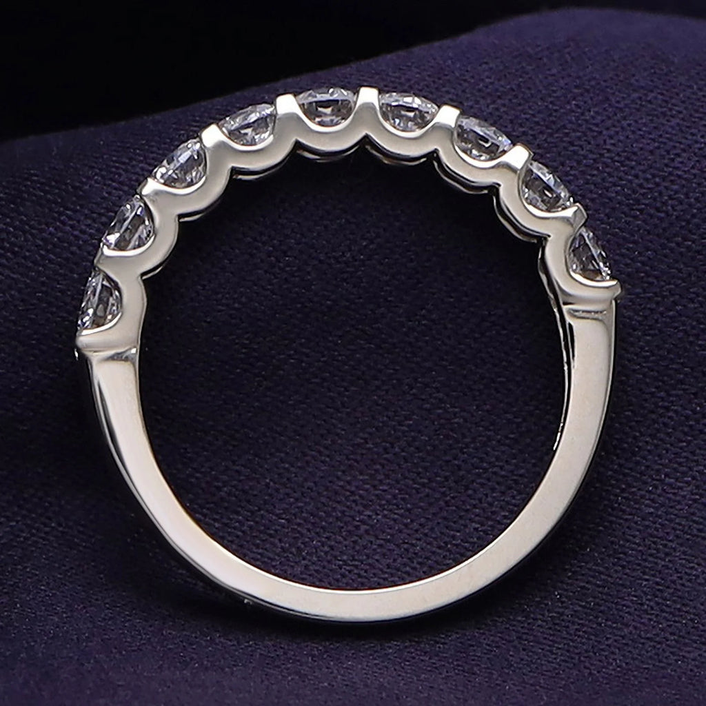 0.86 Carat Round Cut Lab Created Moissanite Half Eternity Wedding Band Ring In 14K Yellow Gold Over Sterling Silver Size 7 R61929