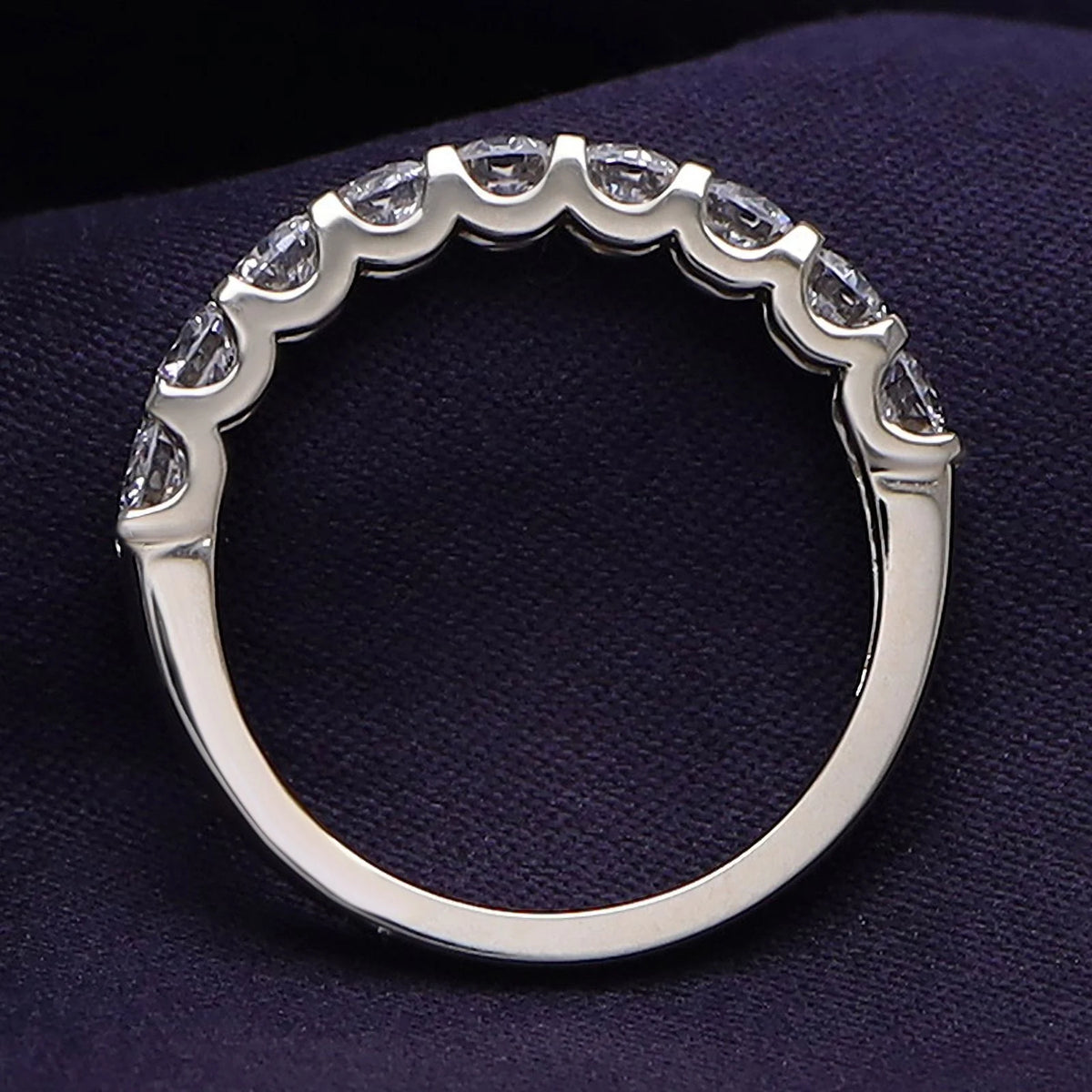 0.86 Carat Round Cut Lab Created Moissanite Half Eternity Wedding Band Ring In 14K Yellow Gold Over Sterling Silver Size 7 R61929