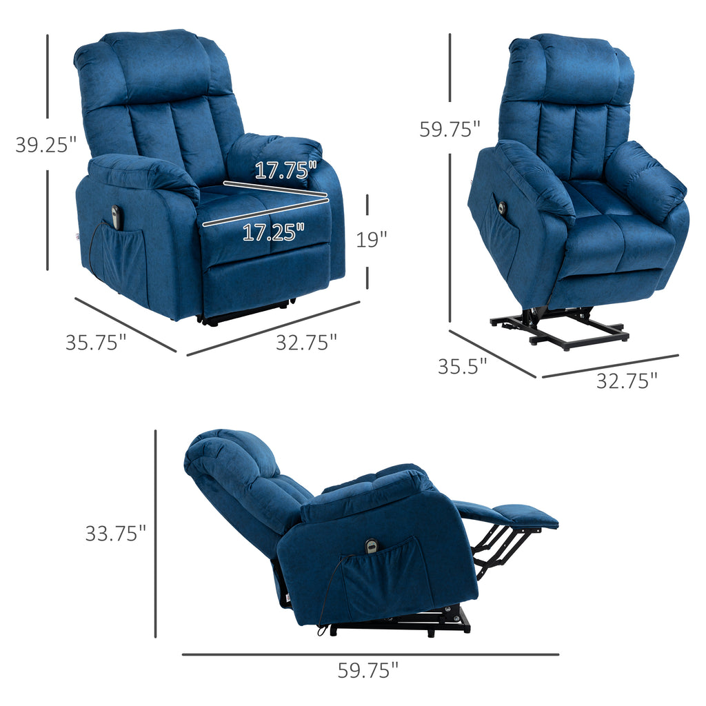 Blue Electric Lift Recliner Chair with Remote Control U1249