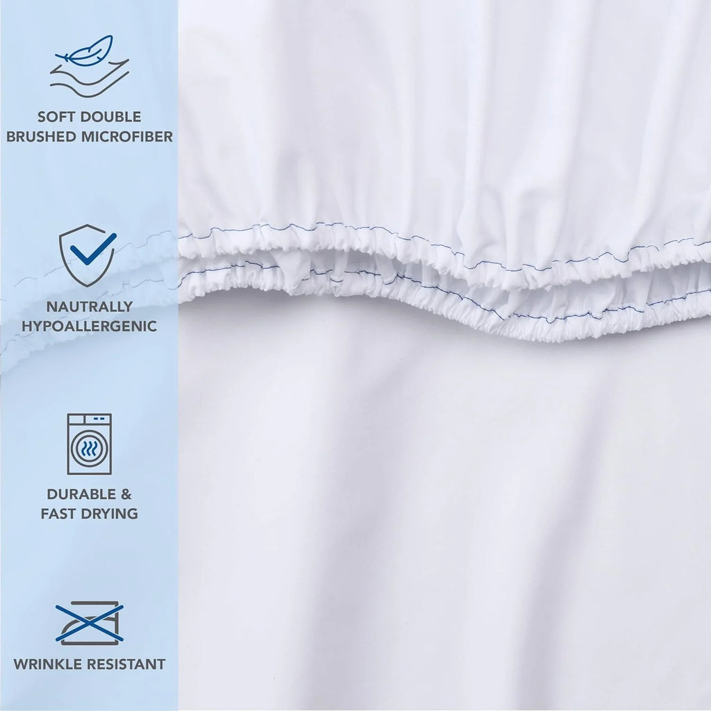 White Pack of 6 Deep Pocket Brushed Microfiber Fitted Sheets Q8226