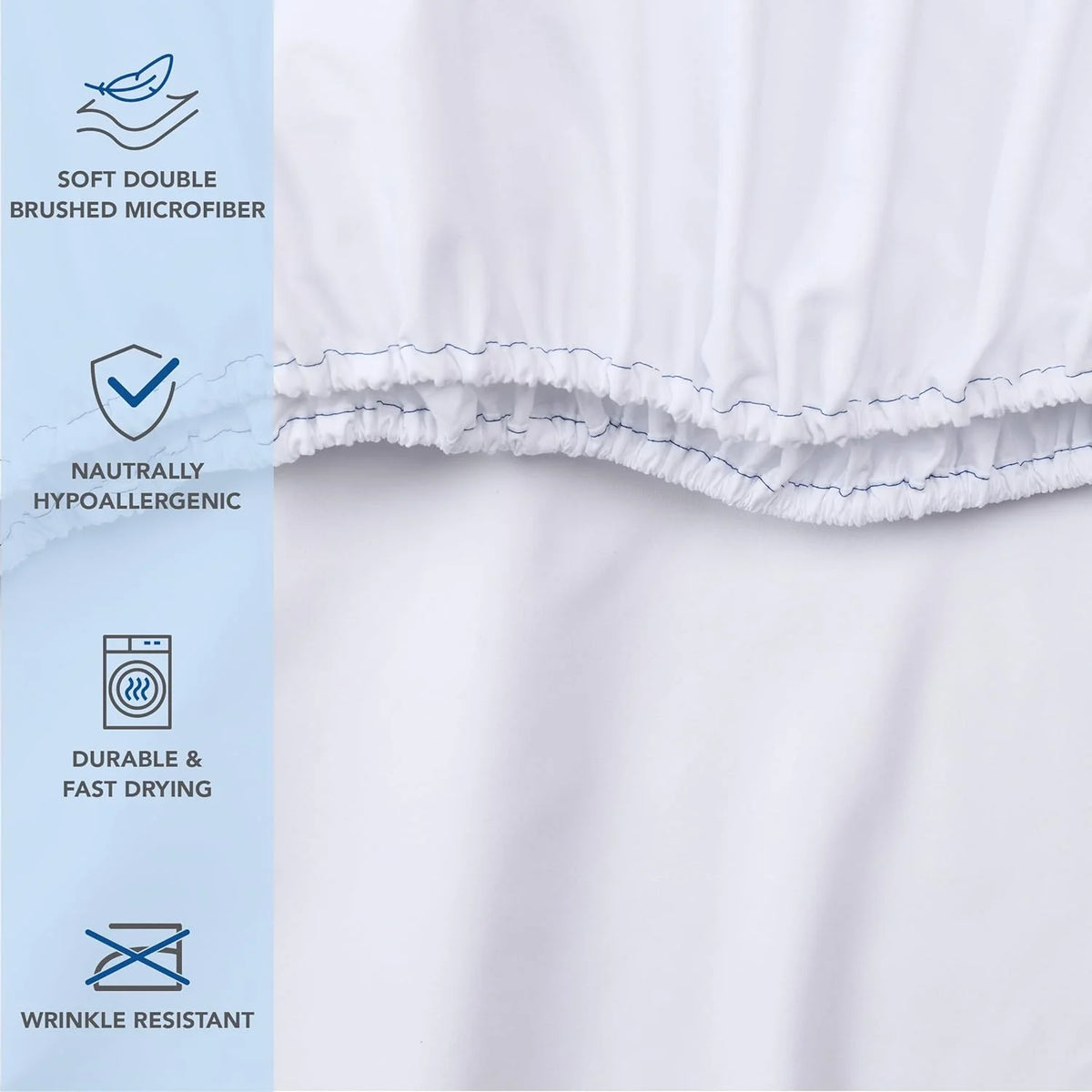 White Pack of 6 Deep Pocket Brushed Microfiber Fitted Sheets Q8226