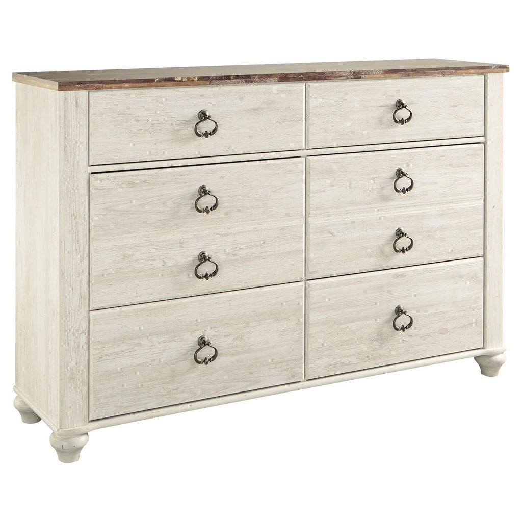 6 Drawer Whitewash Double Dresser L561