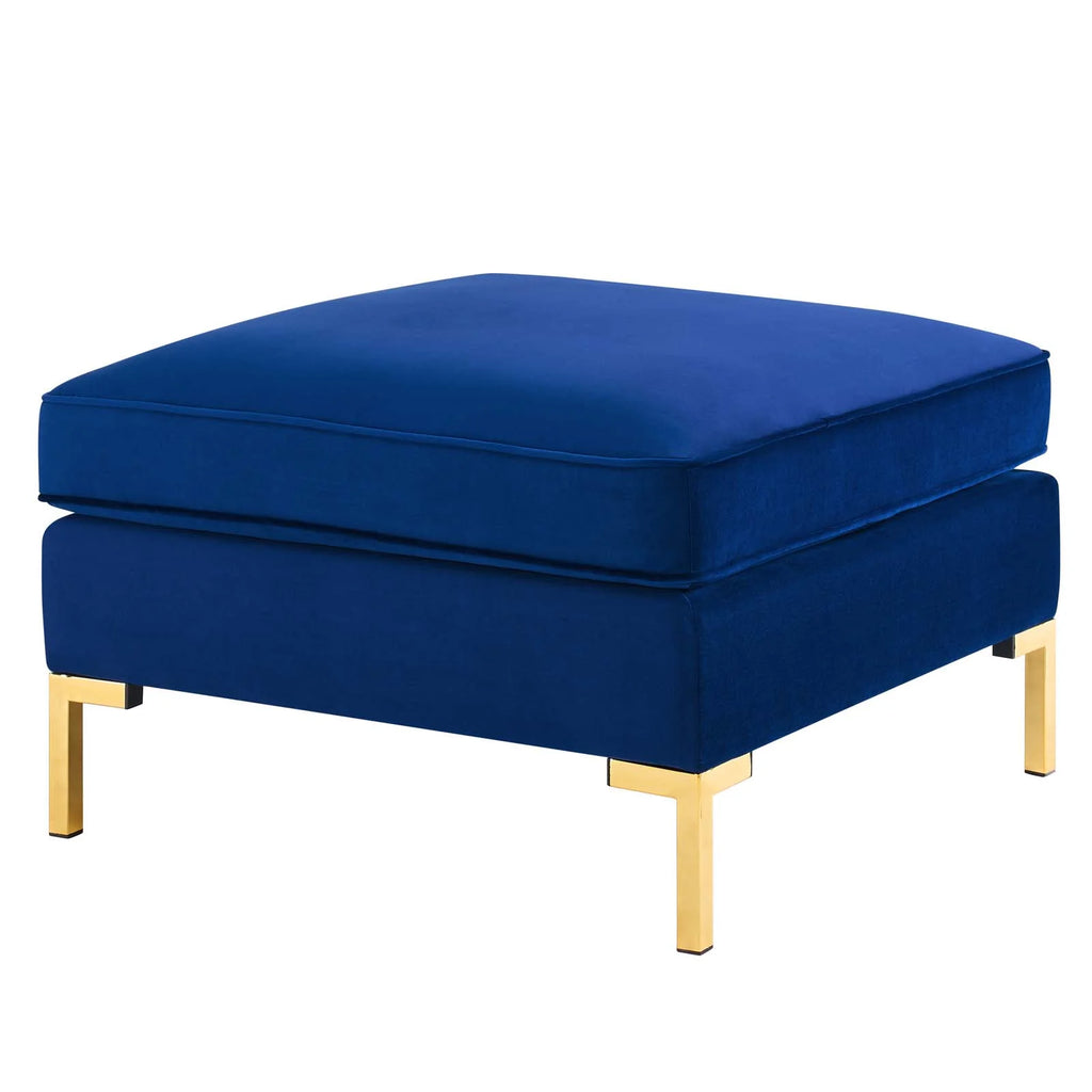 Blue Navy Velvet Accent Chair Ottoman O75379
